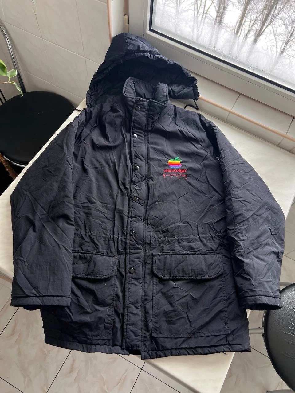 Vintage Apple Computer Zip Jacket Winter Apple Micro Age 89/90 Rainbow Logo USA - product detail image 14