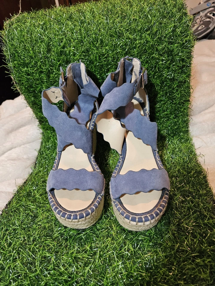 Marc Fisher Womens Calita Blue Wedge Sandals Platforms 6 M - Image 2 of 4