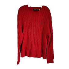 Polo Ralph Lauren Sweater Men's Cable Knit XXL Red Christmas Cotton