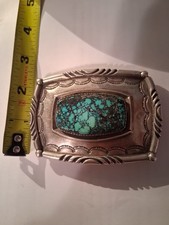 Turquoise Sterling Silver Belt Buckle Southwest Native American Navajo