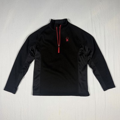Spyder Embroidered Fleece Quarter Zip Pullover Sweater Men s L Black