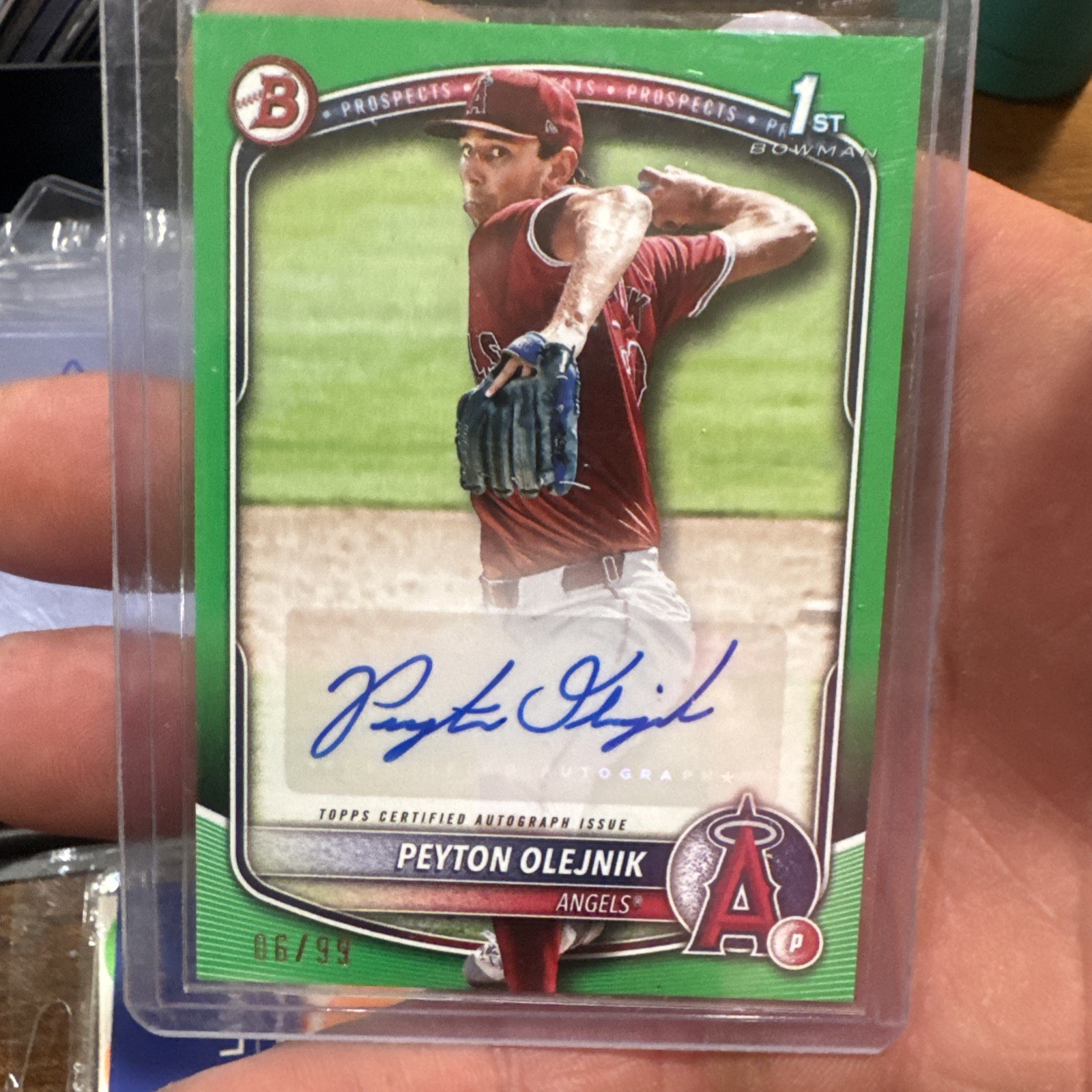 2025 Bowman - Prospect Autographs Peyton Olejnik #BPA-PO Green /99 (AU, RC)