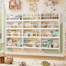 Kids Bookcase Wall Mounted Bookshelf 4 Tier Children Book Organizer 58x12 x111cm