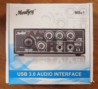 Moukey MSc1 USB 3.0 Audio Interface w/Headphone Adaptor and USB C Cable.