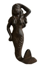 MERMAID GIRL CAST IRON HOOK BEACH TOWEL HANGER NAUTICAL OCEAN FANTASY MYTHOLOGY