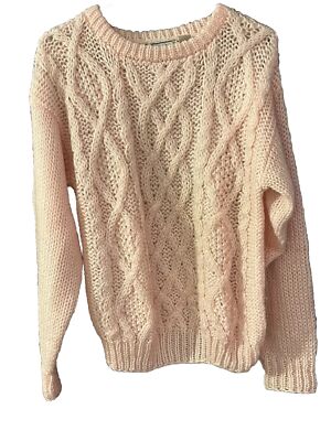 Andrew St. James Women s Med Pink Sweater Knitted By Hand Classic Preppy VTG