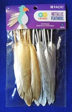 18 Metallic Feathers ~6-1/2" Long Gold & Silver Go Create Horizon Group USA