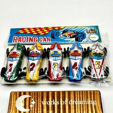 Tin Racing Cars 5 1950s Japan Showa era mini Toy Small time candy store  vtg OPP
