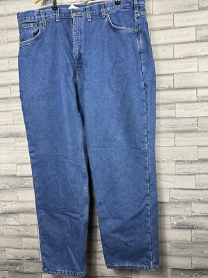 Carhartt Fleece Lined Jeans Men B155 DST Heavy Denim Workwear Size 44X32 