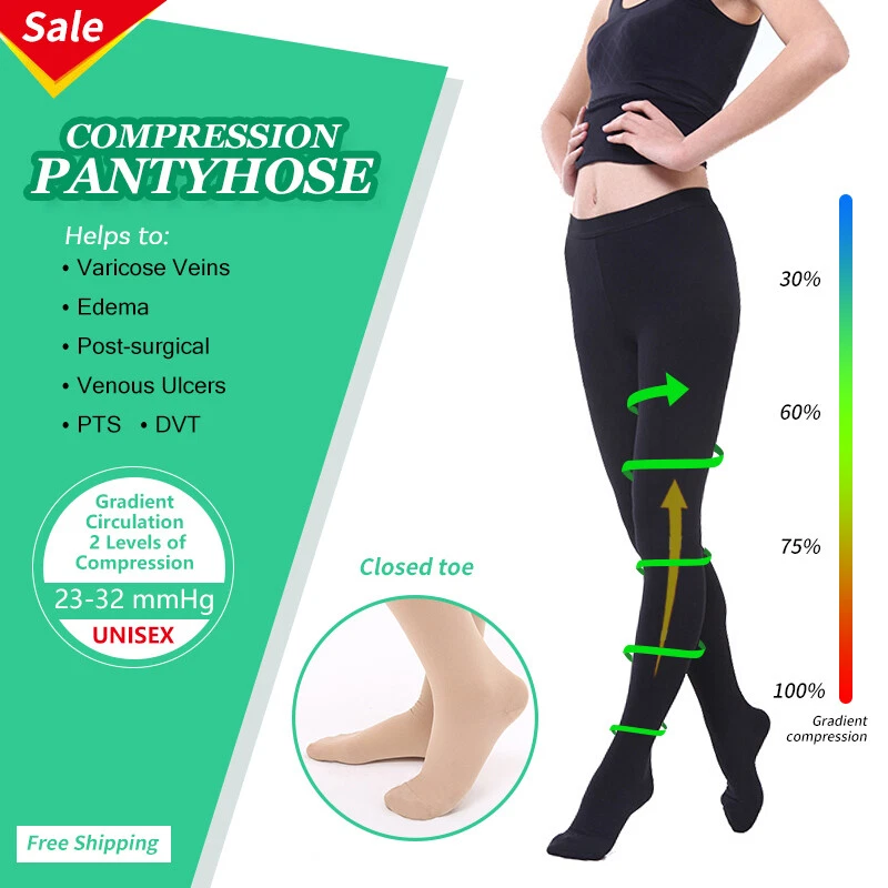 Medical Compression Pantyhose Tights 23-32 mmHg Women's Men's Support  Stockings