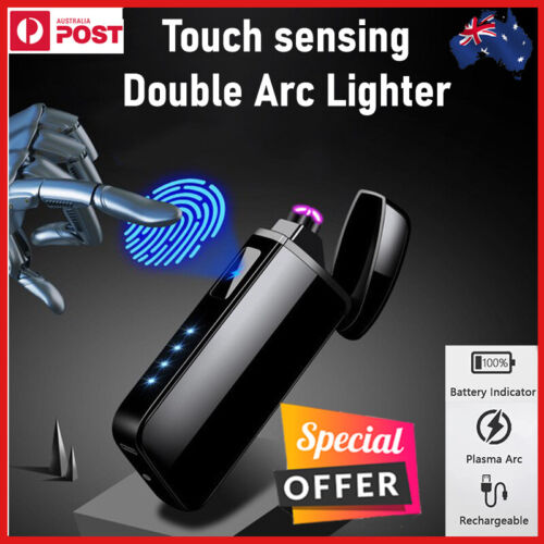  Lighter Rechargeable  USB Dual Arc Plasma Electric Flameless Windproof AU - Picture 1 of 11