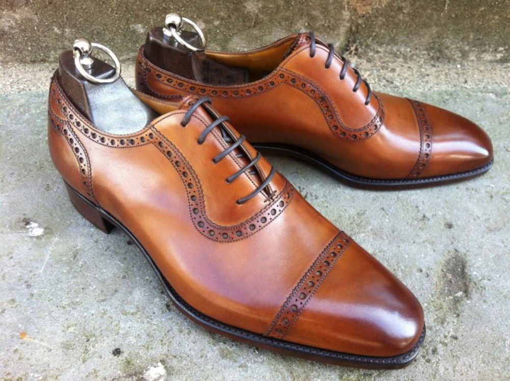 Handmade Tan brown Oxford Formal shoes 