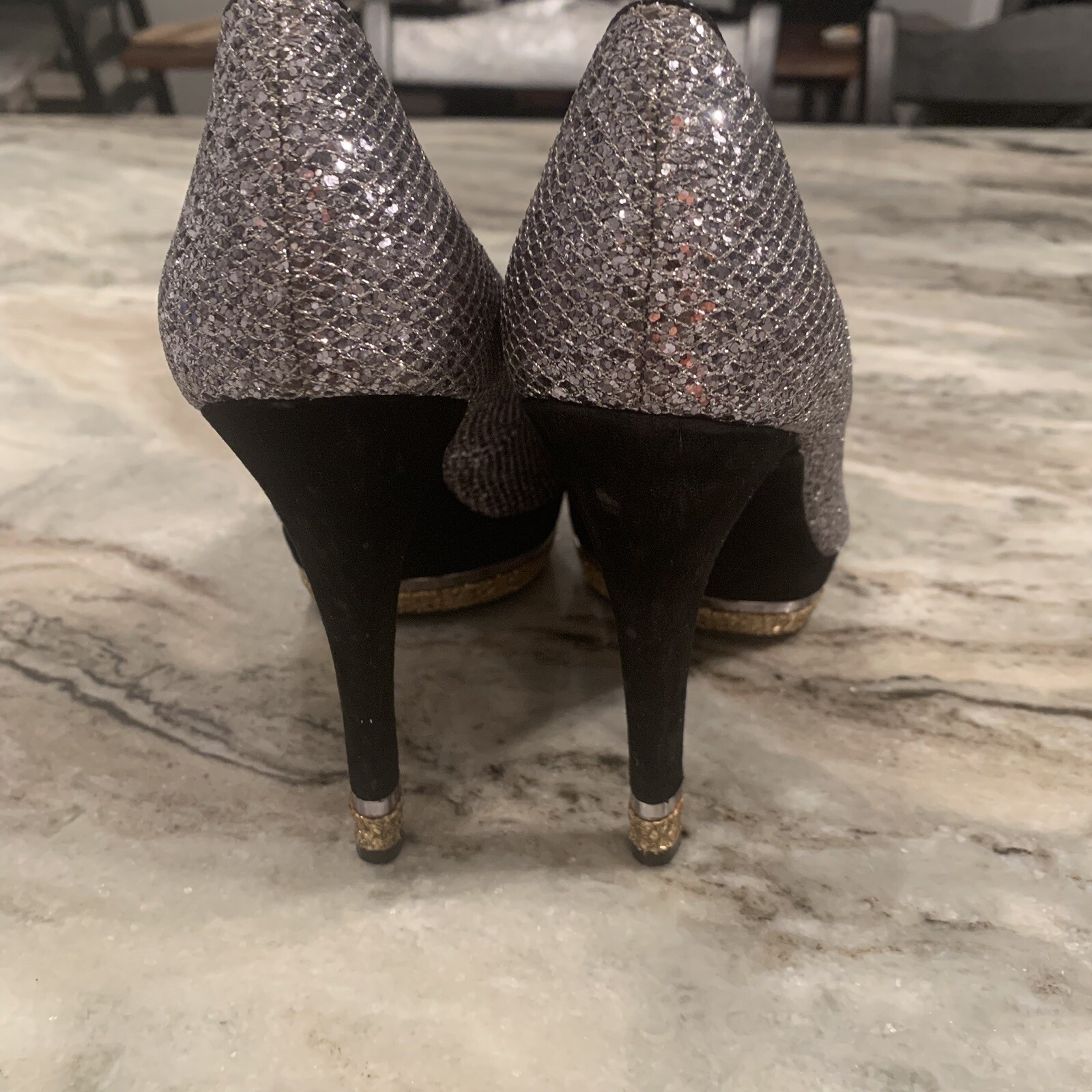 GIANNI BINI Platform Silver/Gold Pumps Women's 8 M St… Gem