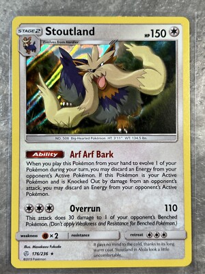 Stoutland 176/236 Pokemon TCG Sun Moon Sm-Cosmic Eclipse Holo Rare (Light Play)