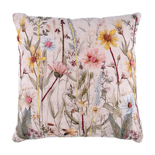 Spring Flowers Throw Pillow Embroidered Decorative Cushion 18x18"
