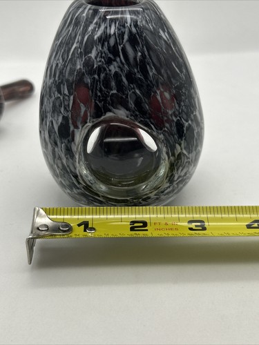 Vtg Smoke Amethyst Tear Drop Blown Glass 3 Window Perfume Bottle - Picture 9 of 10