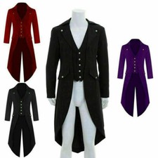 Men Coat Retro Victorian Steampunk Swalow Gothic Tailcoat Jacket Ringmaster Tail