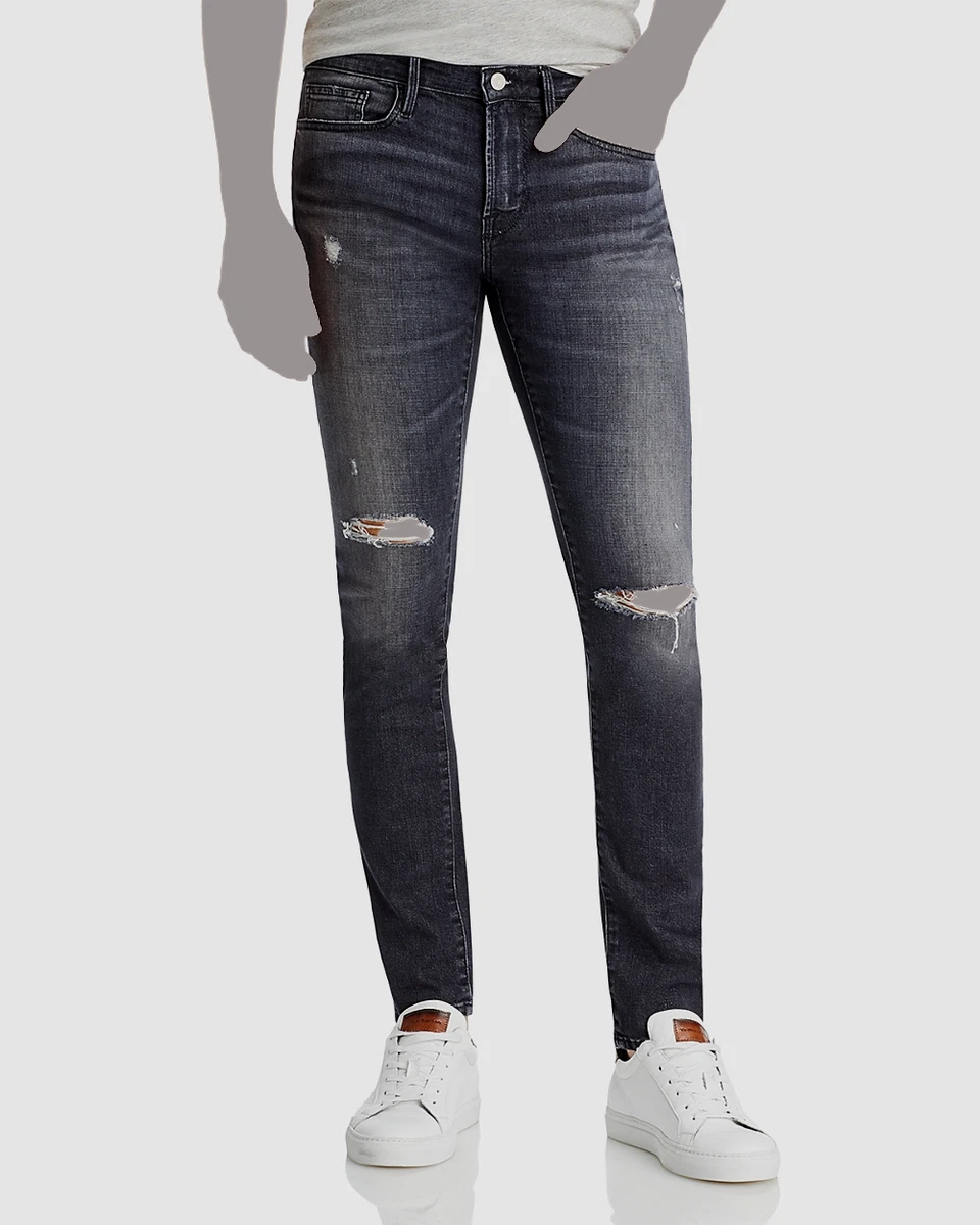 228 Frame Men s Black Degradable Ripped Skinny Stretch Jeans