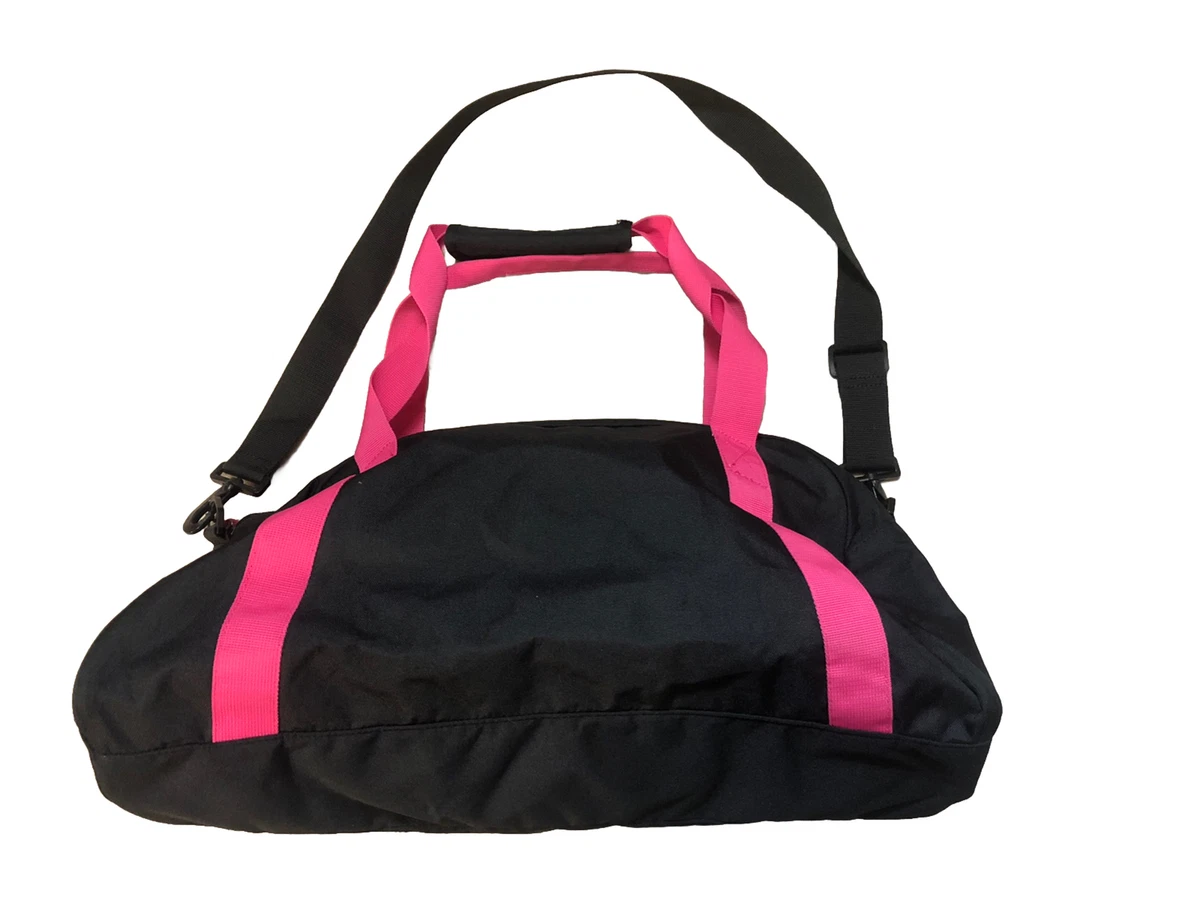 Striped Nike Logo Duffle Bag Pink Orange Black W Shoulder Strap
