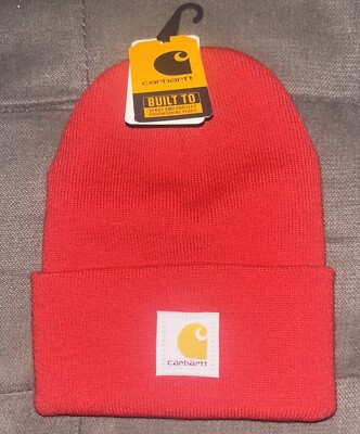 Carhartt❄️Logo Adult One Size Unisex Crabapple Red Acrylic Knit