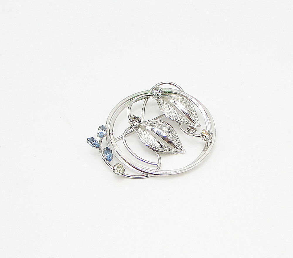 925 Sterling Silver Vintage Topaz & Cubic Zirconia Floral