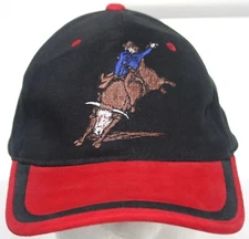 Vintage Bull Riding Rodeo Hat M&F Western Products Inc Snapback Cap Black & Red
