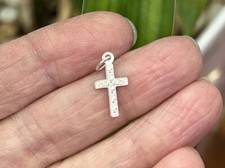 Sterling silver cross charm pendant, small cross charm