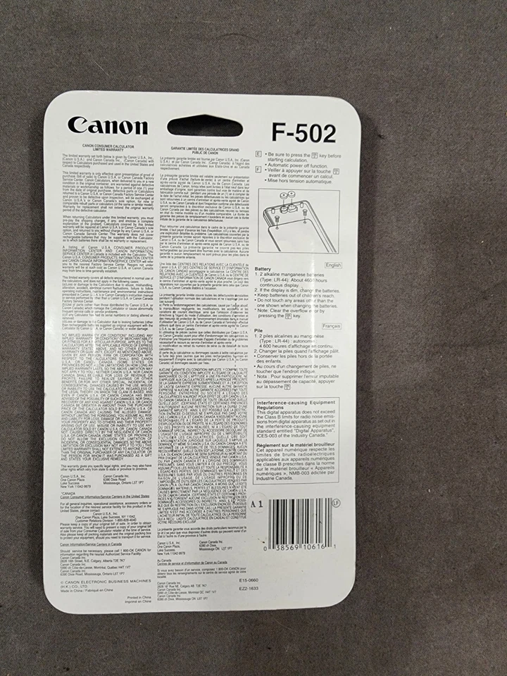 Canon Scientific Statistical Calculator F-604 Fraction 10+2 Digits  - Image 2 of 2