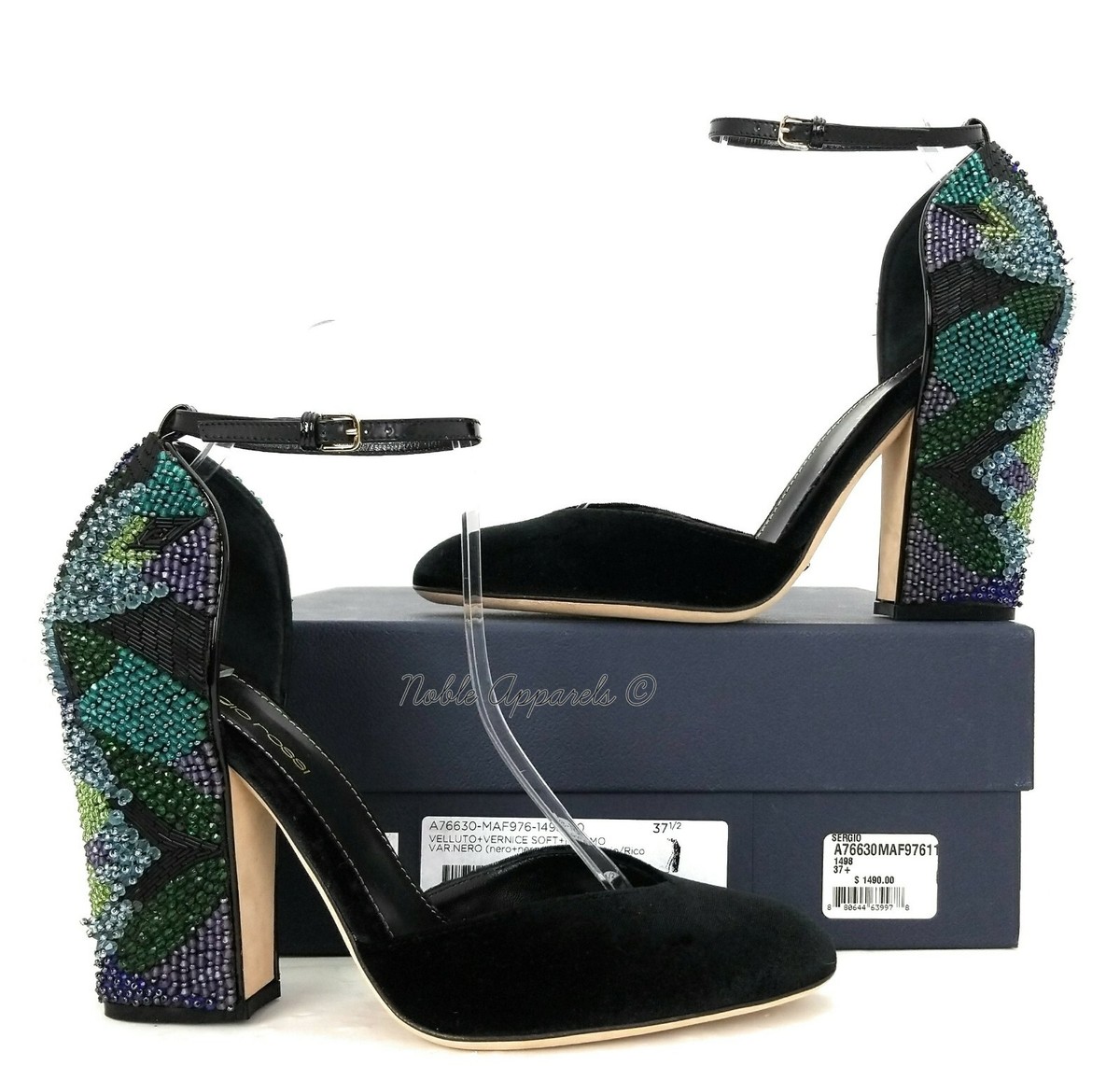 SERGIO ROSSI Chantal Embellished D'orsay Ankle Strap Pumps