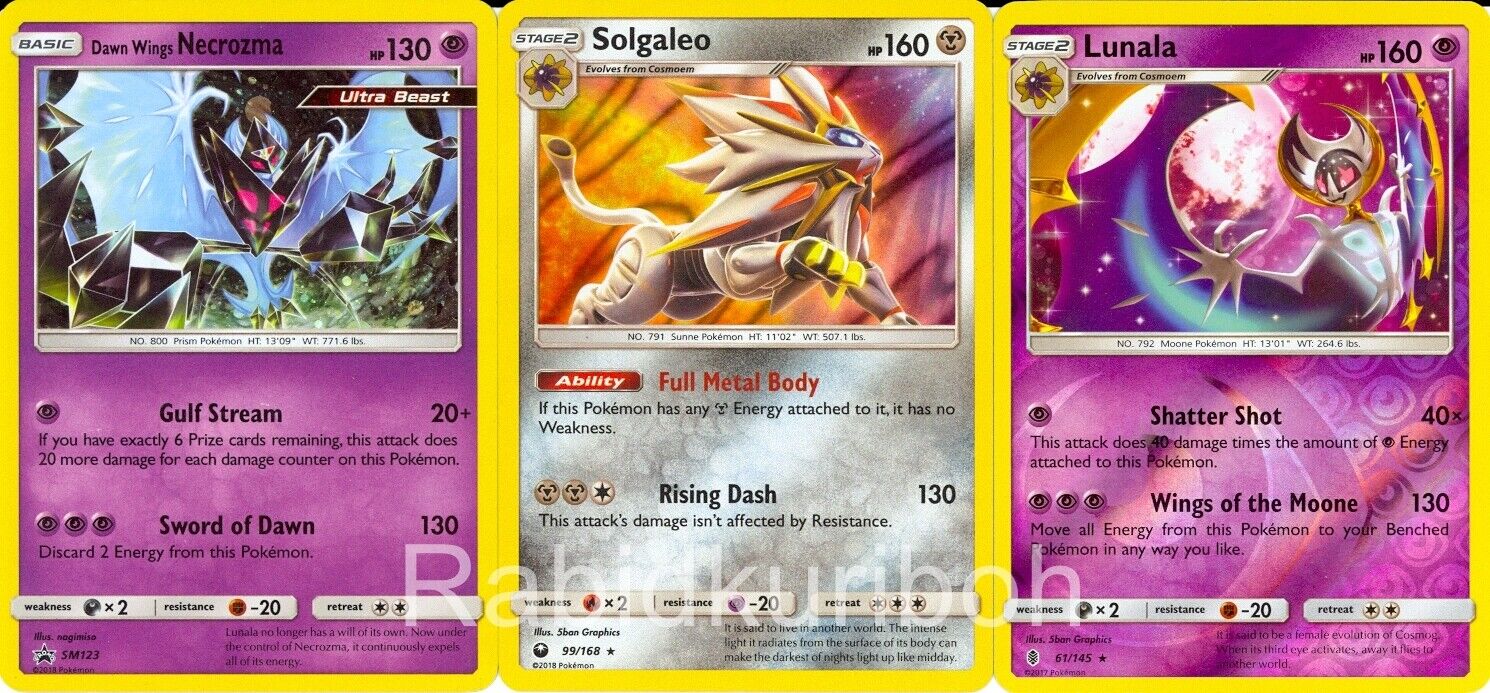 Solgaleo & Lunala - Pokemon Celebration 4 Card Lot - Legendary Holo Foil -  015/025 & 021/028