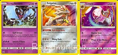 Kit Carta Pokémon Lendários Solgaleo Lunala Necrozma