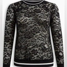 NWT Torrid Stretch Lace Rib Trim Crew Neck Raglan Sweatshirt 59.50 SZ 2X, 3X