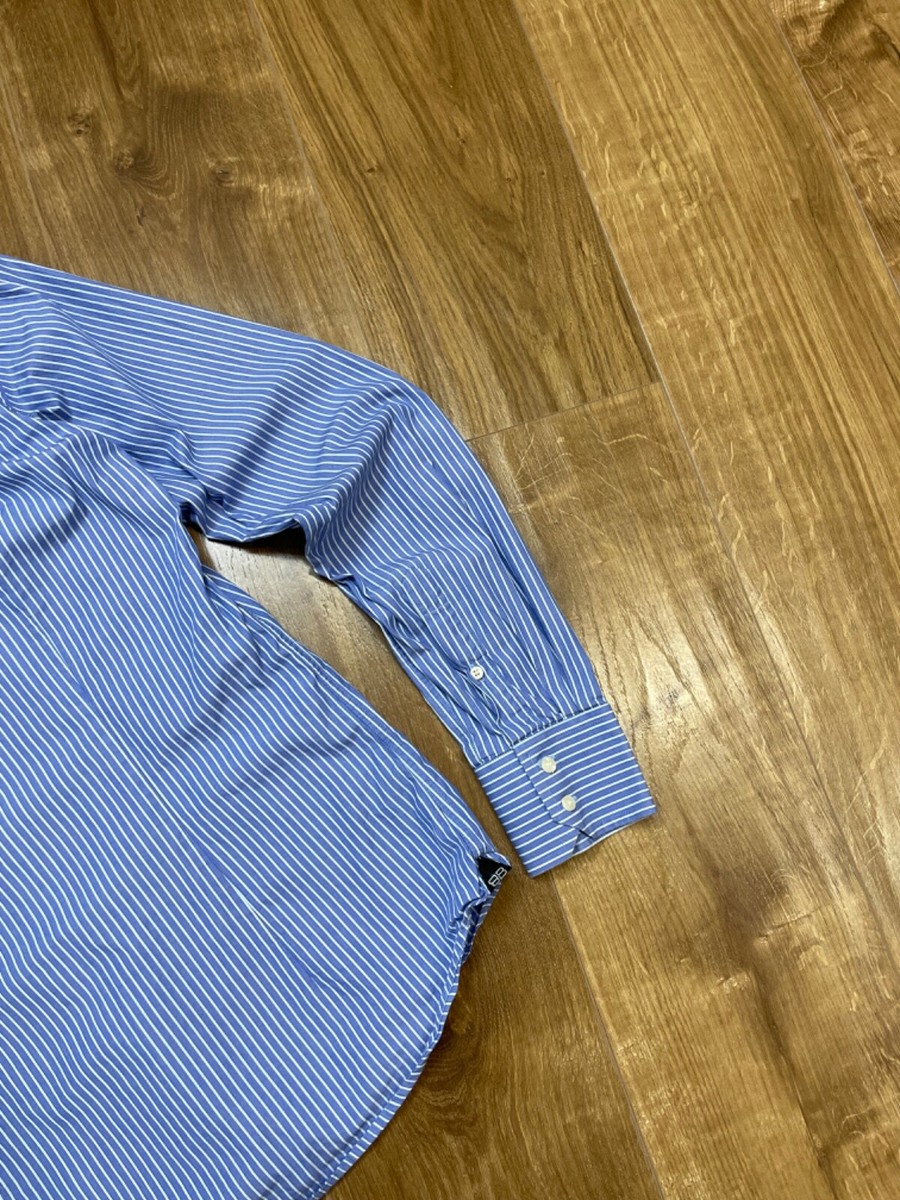 Vintage Balenciaga 90's Y2K Button Ups Striped Blue Dress Shirt