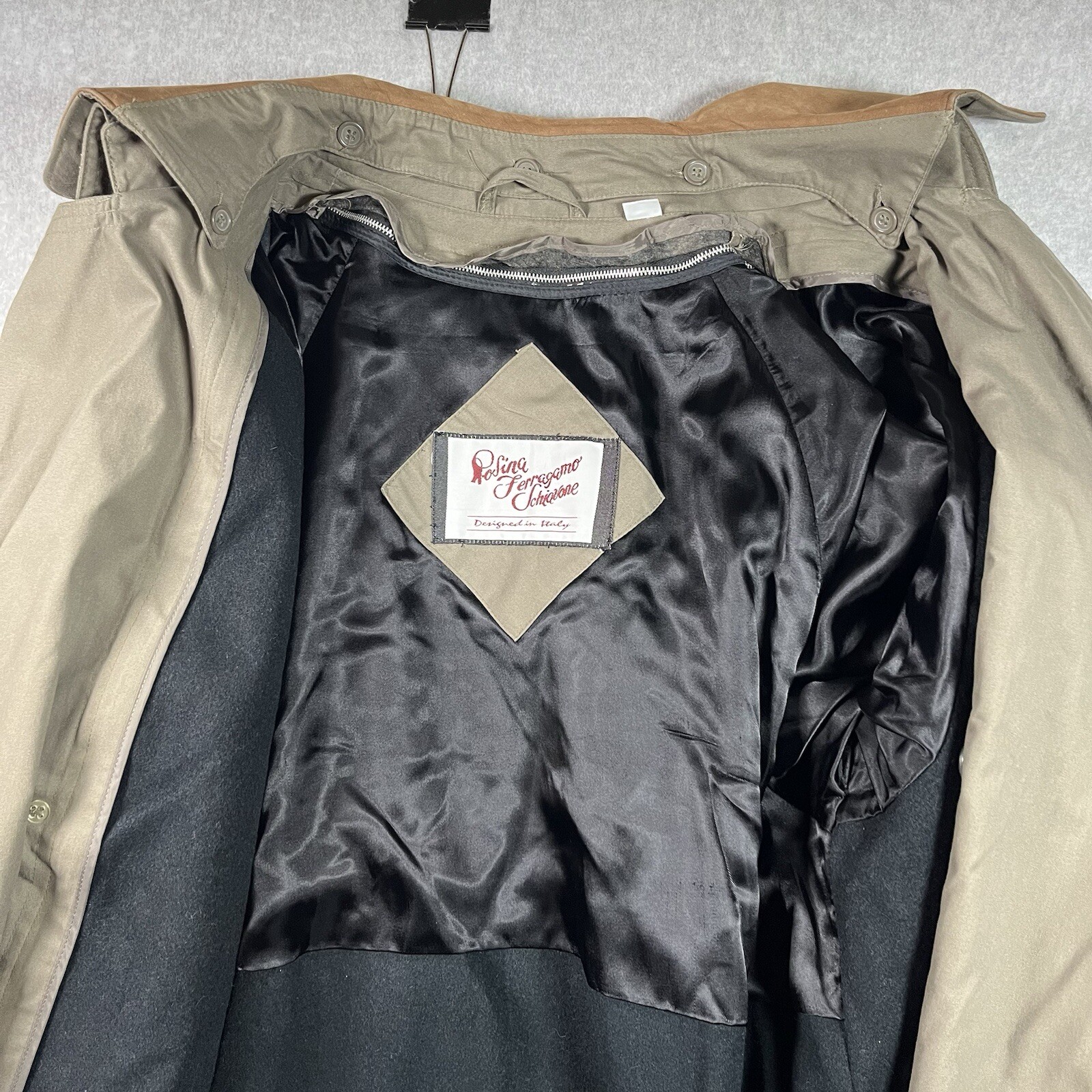 Salvatore Ferragamo Trench Coat Rain Coat Womens Sz 42 Long Tan Brown Italy Rare image 8