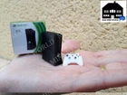 Miniature console XBOX 360 SLIM with controller and box. Miniature 3D