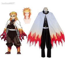 Comics Demon Slayer Rengoku Kyoujurou Cosplay Costume Robe Outfit Halloween Prop