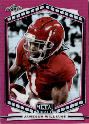 2022 Leaf Draft #P-JW1 Jameson Williams Metal Pink Alabama Crimson Tide