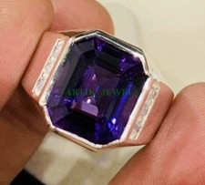 Natural Amethyst Gemstone with 925 Sterling Silver Ring for Men's 137