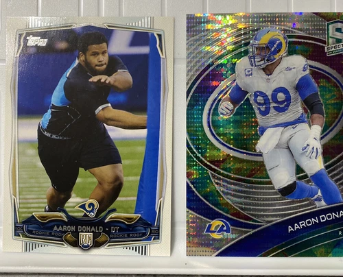 Aaron Donald 2021 Spectra Celestial Prizm /99 SP + Rookie RC Topps #424 LOT (2)
