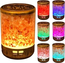 Himalayan Salt Essential Oil Diffuser and Aromatherapy Lamp with 7 Color LEDs
