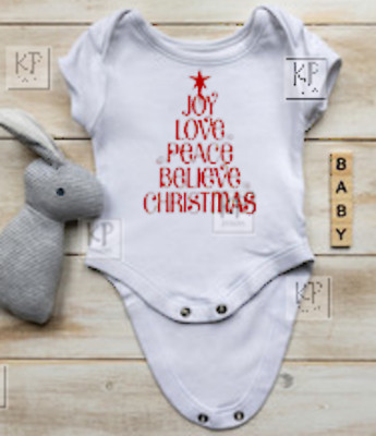 Joy, Love, Peace, Believe, Weihnachten Baby Body - personalisierbar