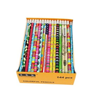 SKKSTATIONERY Assorted Colorful Pencils, Wooden Pencil with Eraser, 1 Box 144