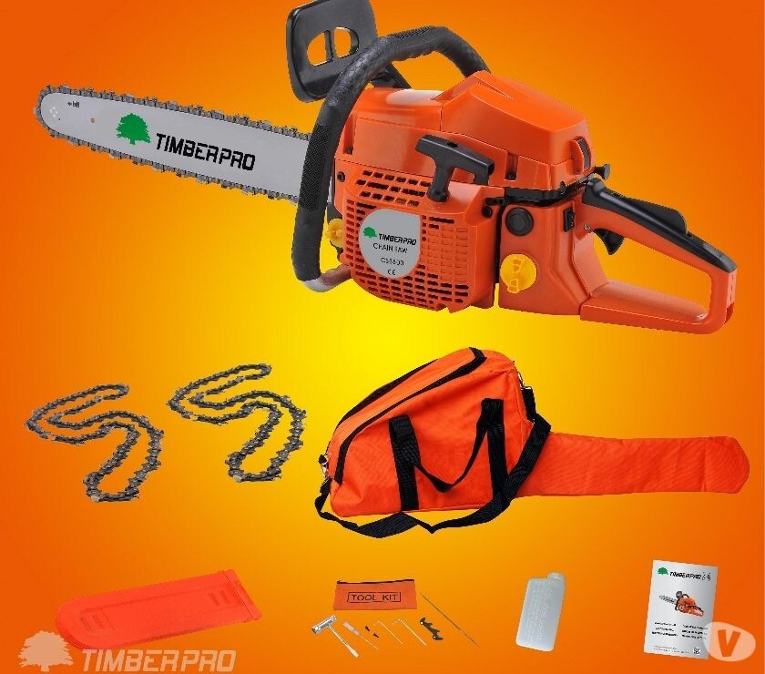 Tronçonneuse thermique 61.5 cm³ avec guide 50 cm et 2 chaînes incluses