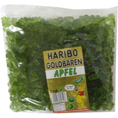 Haribo Goldbären Apfel (1kg Beutel Gummibärchen grün) sortenrein - Bild 2 von 2