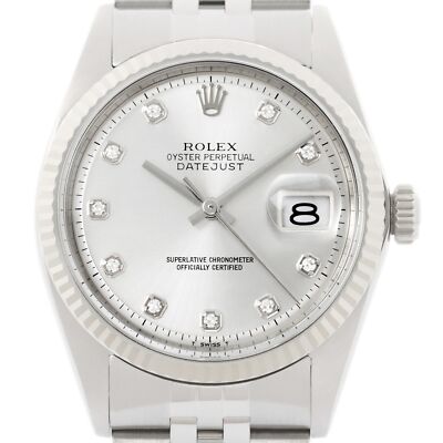 Rolex Datejust 18K Gold & SS Silver Diamond Dial Jubilee Band Watch 1601