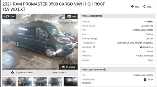 Used HVAC Blower Motor fits: 2021 Ram Promaster 3500 van  Grade A