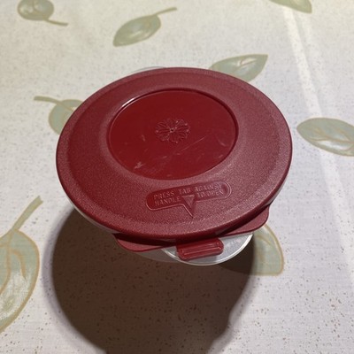 Vintage Anchor Hocking 2 Cup Plastic Food & Craft Storage Red circle