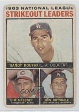 1964 Topps League Leaders Sandy Koufax Jim Maloney Don Drysdale #5 HOF 0b2
