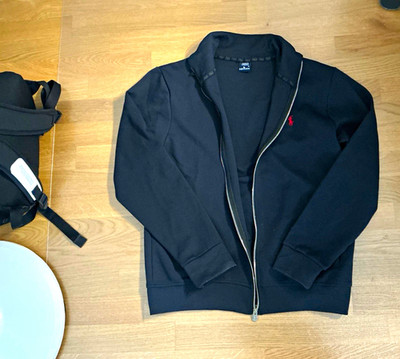 Polo Ralph Lauren Herren Trainingsjacke schwarz/rot Gr. M Zip Stehkragen Jersey