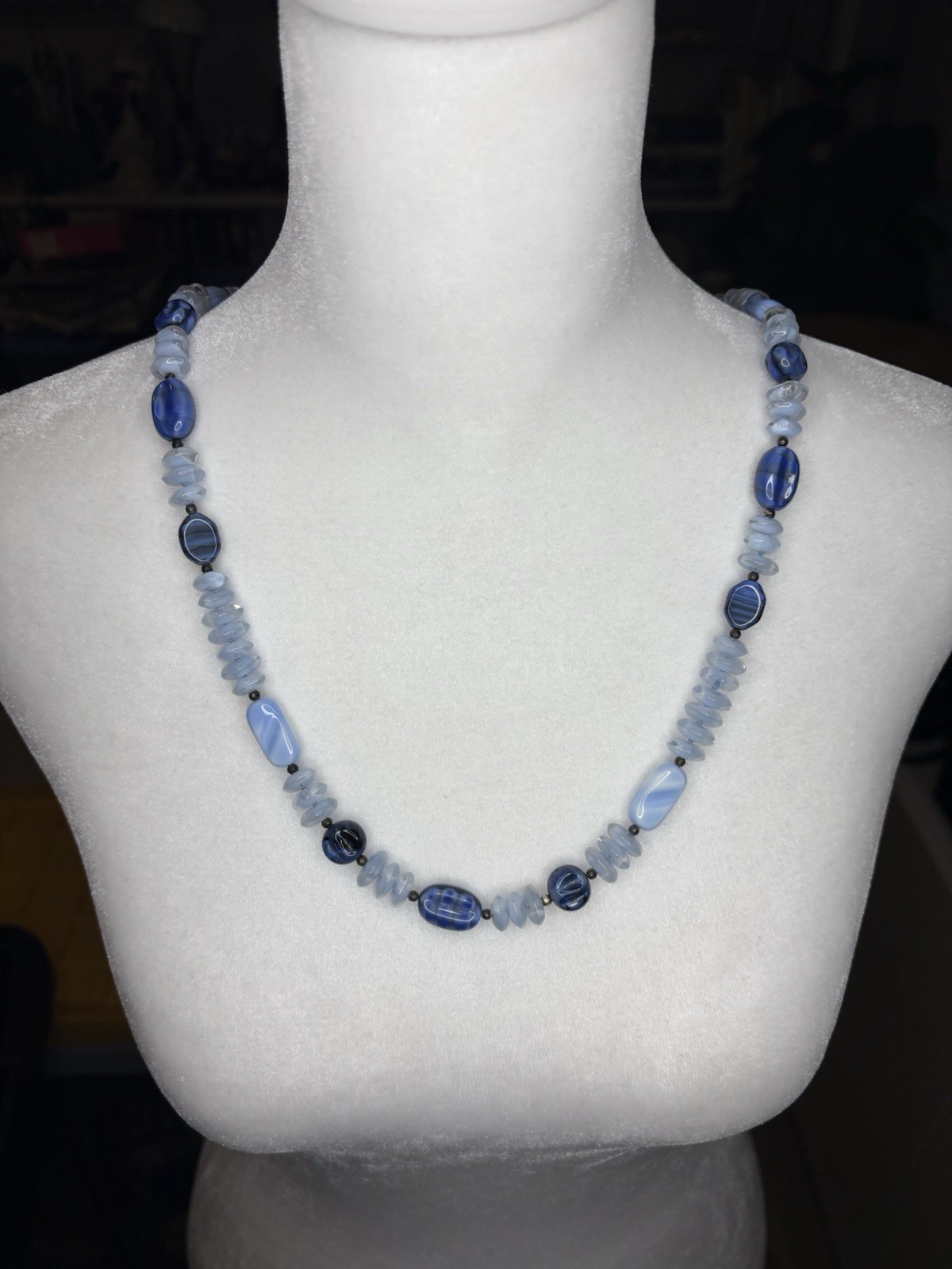 Single Strand Multi Shape & Size Blue Stone Neckl… - image 1